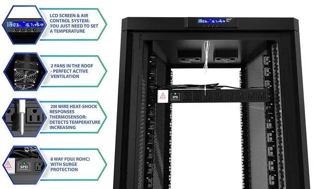 Alt view image 3 of 7 - Soundproof Server Rack Quiet - Acoustic Sound Proof Cabinet for Servers - Up to 36% Noise Reduction - Locking Server Enclosure - Silent Networking Cabinet - Noise Sound Dampening Box (15U)
