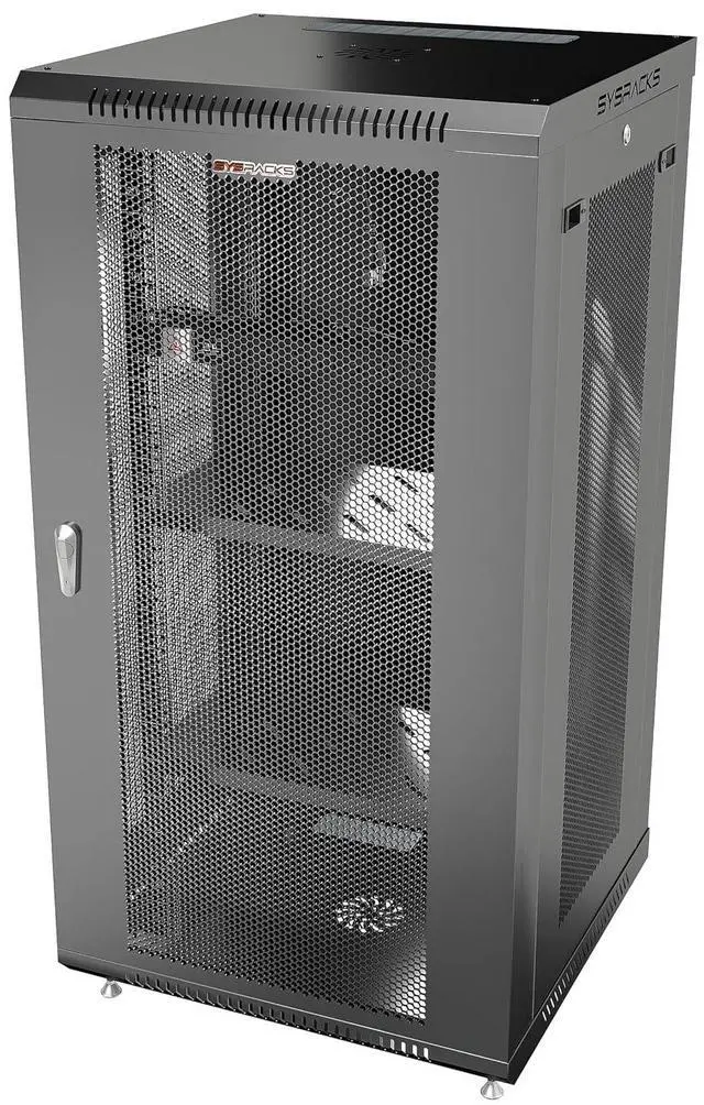 Main image of 22U Wall Mount Server Rack Cabinet 24 Deep, 19 Network Enclosure for Home Lab with Fan, PDU, 2 Shelves, Casters & Feet, Locking Mesh Door