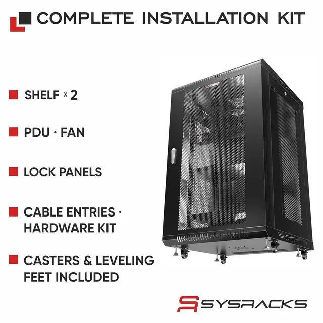 Alt view image 4 of 7 - 18U Wall Mount Server Rack Cabinet, 19 Enclosed Network & IT Rack, 24 Deep, Locking Mesh Door