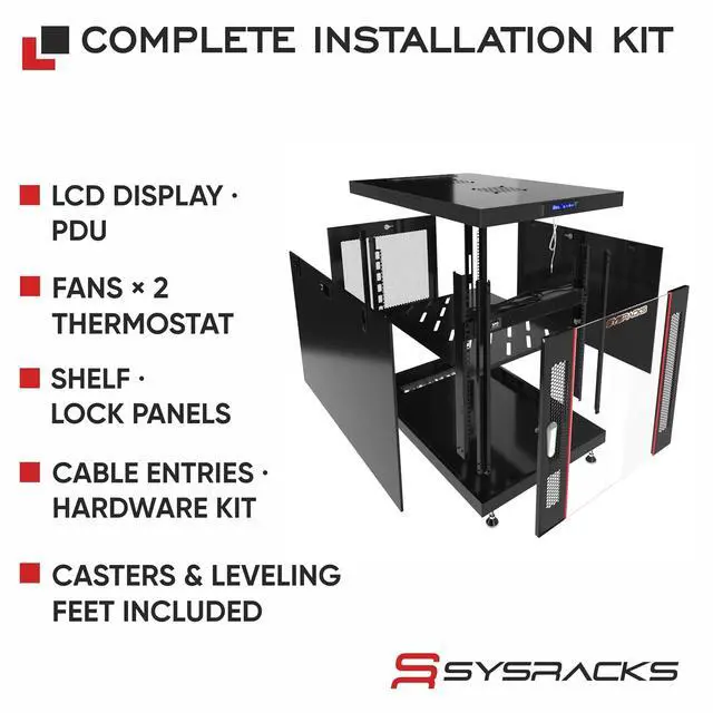 Alt view image 4 of 7 - Home Lab Server Rack Cabinet 19" 12U Premium Series 35" Deep Network Rack Enclosure with Glass Door, Quiet Cooling Fans & Thermostat, PDU, Shelf, Lockable Cabinet for NAS & Home Network