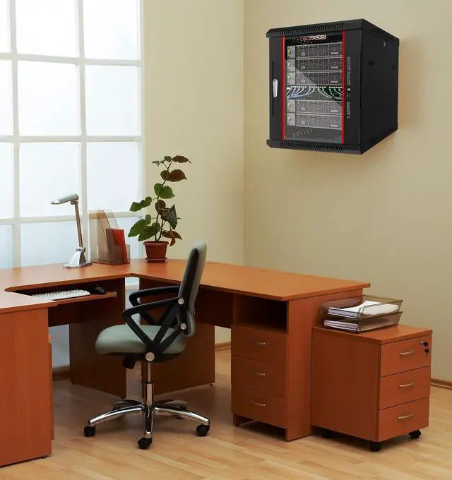 Alt view image 6 of 6 - Server Rack Wall Mount Rack - Locking Cabinet for Network - Electronics - Security - Audio - Video - AV Equipment - Data Rack - Legs/Power Strip/Shelf/Fan - 24-Inch Deep Sysracks (15U)