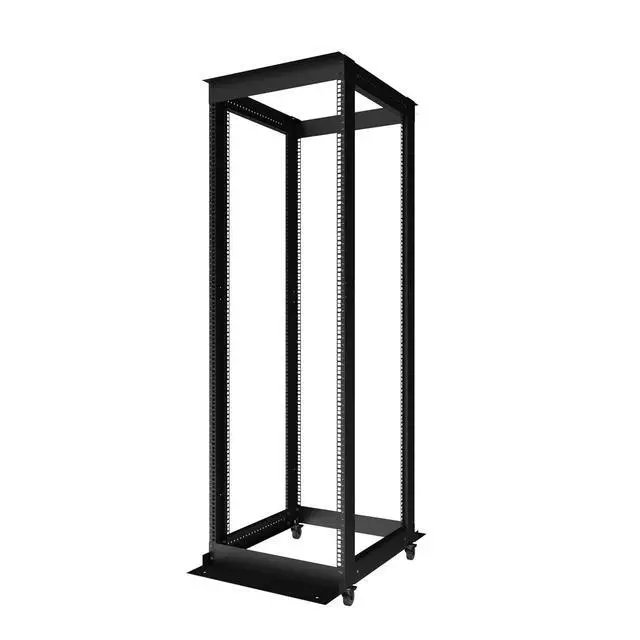 Alt view image 6 of 7 - 42U Open Frame Rack, Adjustable 24-37", 19-Inch EIA-310 | 4-post steel frame, square mounting holes, casters, cage nuts and screws