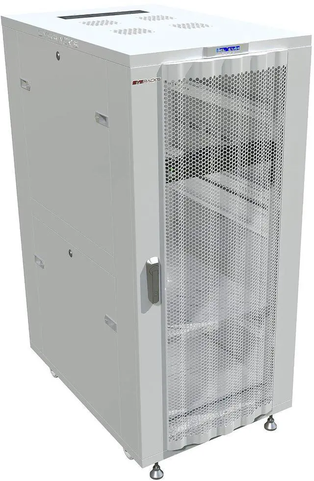 Main image of 32U 35 Deep Server Rack Cabinet, 19 Floor-Standing Network Enclosure with Mesh Door, LCD Thermostat, 4 Cooling Fans, PDU, Shelf, Locking Panels, Casters, 1600 lb Capacity
