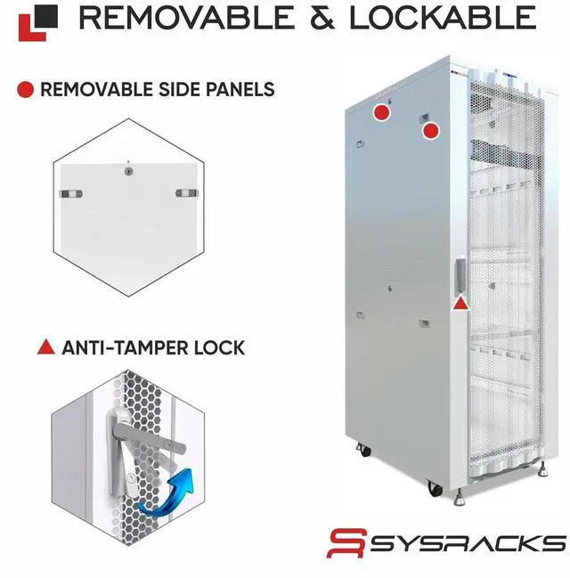 Alt view image 5 of 7 - 42U Server Rack Cabinet, 35" Deep, Mesh Door, 19-Inch | LCD thermostat, 4 fans, PDU, shelf, casters, 1600 lb capacity