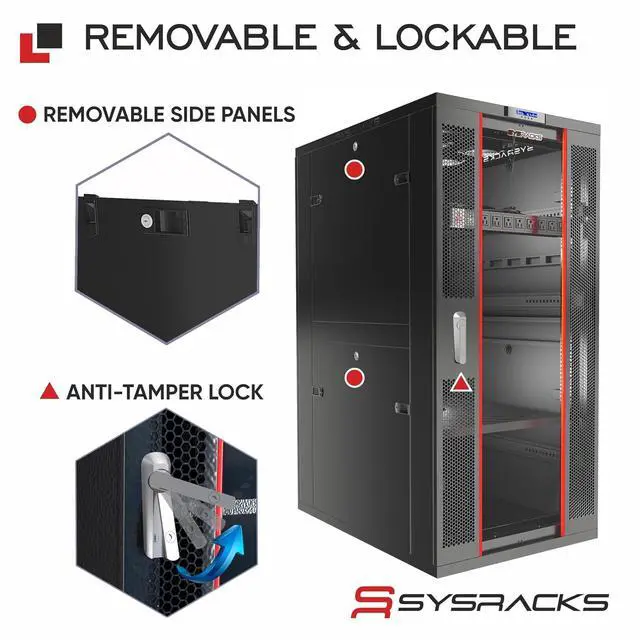 Alt view image 4 of 7 - 18U Server Rack Cabinet 19" Network Rack Enclosure, 39" Deep Floor Standing Data Rack with Locking Glass Door, Cooling Fans, PDU & Shelf for Servers, Switches and Patch Panels