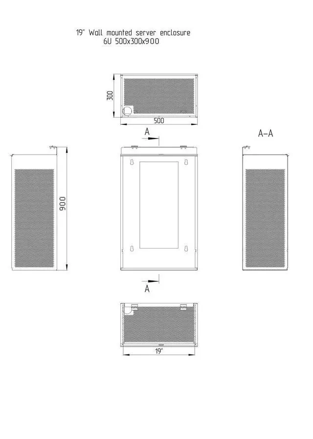 Alt view image 4 of 4 - 6U Vertical Wall Mount Server Rack Cabinet, 19 Inch Network Enclosure, 35" Full-Length Capacity, Mesh Door, Space-Saving Rack for Switches, Routers, Patch Panels