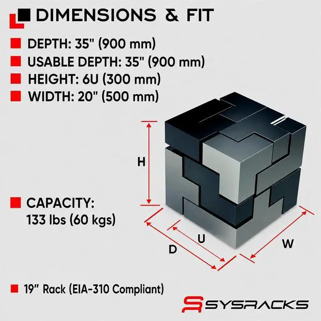 Alt view image 2 of 4 - 6U Vertical Wall Mount Server Rack Cabinet, 19 Inch Network Enclosure, 35" Full-Length Capacity, Mesh Door, Space-Saving Rack for Switches, Routers, Patch Panels