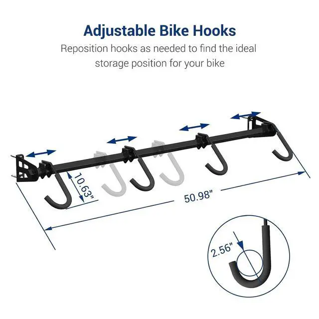 Alt view image 2 of 7 - 4 Bike Storage Rack, Heavy Duty Wall Mount Hanger for Home & Garage, Holds Up to 200lbs