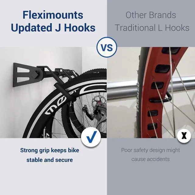 Alt view image 3 of 7 - 4 Bike Storage Rack, Heavy Duty Wall Mount Hanger for Home & Garage, Holds Up to 200lbs