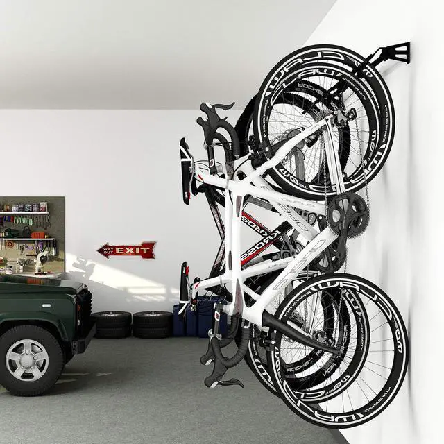 Alt view image 7 of 7 - 4 Bike Storage Rack, Heavy Duty Wall Mount Hanger for Home & Garage, Holds Up to 200lbs