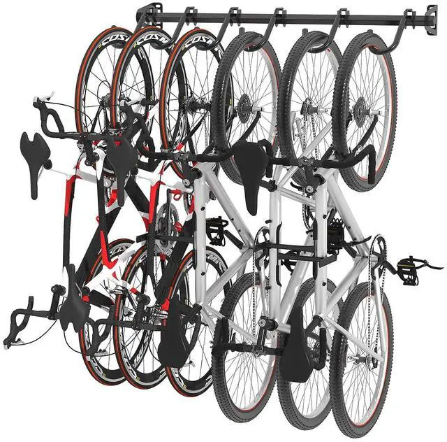 Main image of 6 Bike Storage Rack, Heavy Duty Wall Mount Hanger for Home & Garage, Holds Up to 300lbs