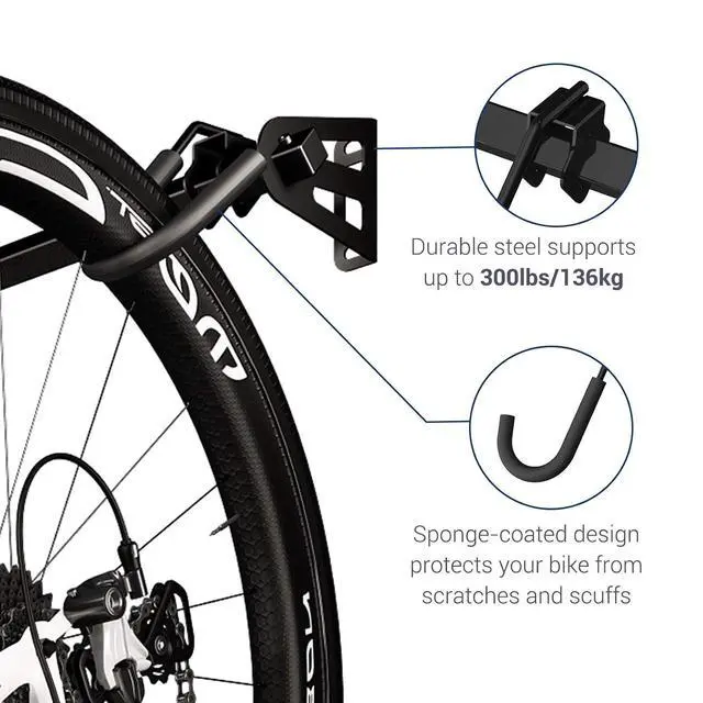 Alt view image 5 of 7 - 6 Bike Storage Rack, Heavy Duty Wall Mount Hanger for Home & Garage, Holds Up to 300lbs
