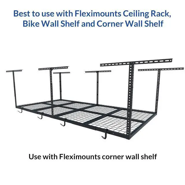 Alt view image 5 of 7 - 4 Pack Add On Storage Rail Hook Accessory for Ceiling Rack and Wall Shelving, Max Weight Capacity up to 50lbs, Black