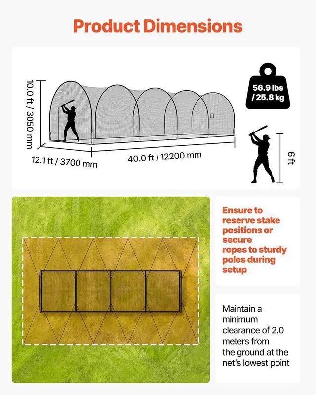 Alt view image 2 of 7 - Baseball Batting Cage,Professional Softball Baseball Batting Hitting Training Net,Heavy Duty Enclosed PE Practice Portable Pitching Cage Net&Carry Bag,for Backyard,Field,Indoor&Outdoor