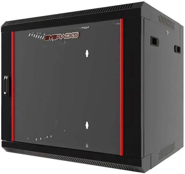 Main image of 9U Wall Mount Home Lab Server Rack 19" Locking Network Cabinet, 18" Deep Empty Rack Enclosure for Routers, NAS, Switches and Home Network Equipment