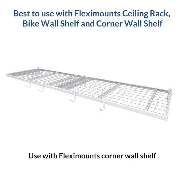 Alt view image 6 of 7 - 4 Pack Add On Storage Rail Hook Accessory for Ceiling Rack and Wall Shelving, Max Weight Capacity up to 50lbs, White