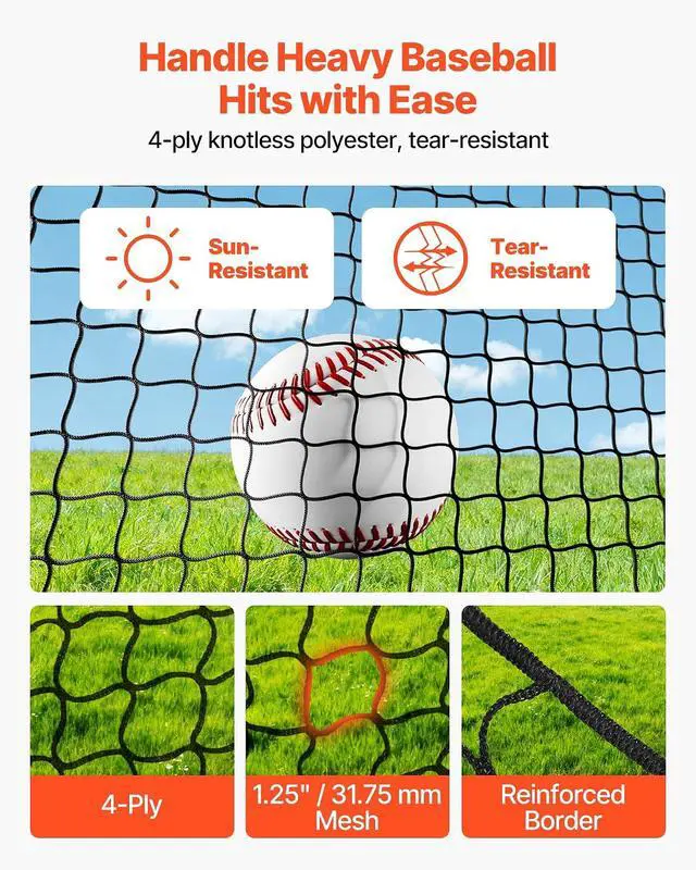 Alt view image 3 of 7 - Baseball Batting Cage,Professional Softball Baseball Batting Hitting Training Net,Heavy Duty Enclosed PE Practice Portable Pitching Cage Net&Carry Bag,for Backyard,Field,Indoor&Outdoor