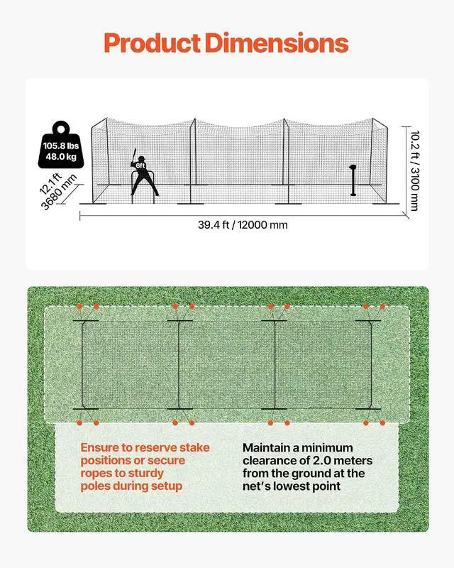 Alt view image 2 of 7 - Baseball Batting Cage,Professional Softball Baseball Batting Hitting Training Net,Heavy Duty Enclosed PE Practice Portable Pitching Cage Net&Carry Bag,for Backyard,Field,Indoor&Outdoor