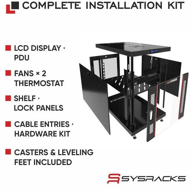 Alt view image 4 of 7 - 19" Server Rack Cabinet 12U 35" Deep Network Cabinet Enclosure with Glass Door, Locking Panels, Cooling Fans, PDU & Shelf, IT Rack for Servers, Switches, AV Equipment