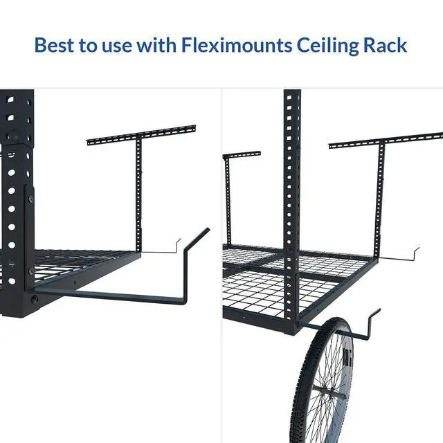 Alt view image 6 of 7 - 2 Pack Add On Storage Utility Hook Accessory for Garage Ceiling Rack, Max Weight Capacity up to 35lbs, Black