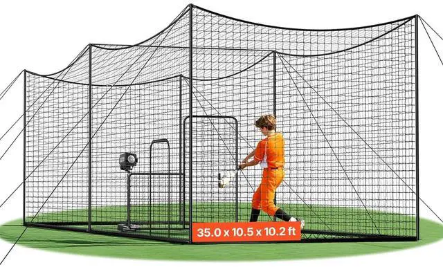 Main image of Baseball Batting Cage,Professional Softball Baseball Batting Hitting Training Net,Heavy Duty Enclosed PE Practice Portable Pitching Cage Net&Carry Bag,for Backyard,Field,Indoor&Outdoor