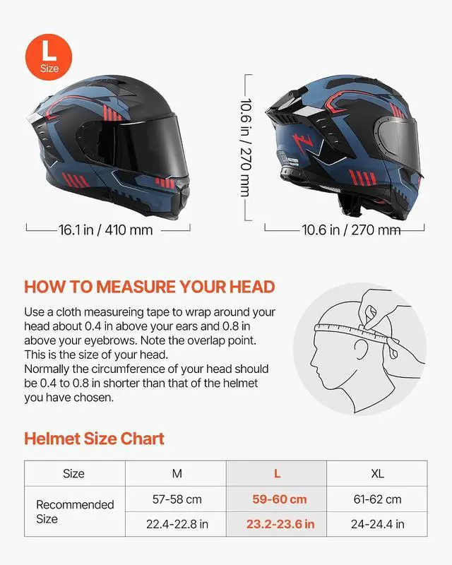 Alt view image 3 of 7 - Motorcycle Helmet DOT Approved, Adult Motocross Dirt Bike Helmet with Large Clear Visor, Comfortable Motorbike Racing Street with Detachable Liner for Men & Women