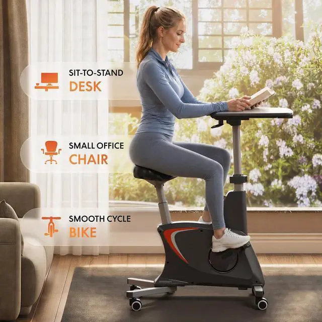 Alt view image 3 of 7 - Exercise Bikes for Home, Space Saving Under Desk Bike, Stationary Bikes Indoor Bikes with Flywheel 300LBS Heavy Duty, Optional LCD/2D Desktop/8-Level Resistance, V8/V9/V9-MAX