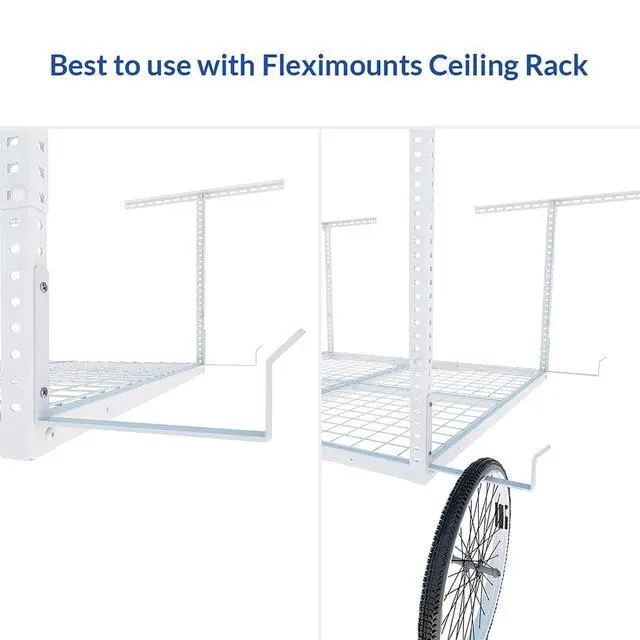 Alt view image 5 of 6 - 2 Pack Add On Storage Utility Hook Accessory for Garage Ceiling Rack, Max Weight Capacity up to 35lbs,White