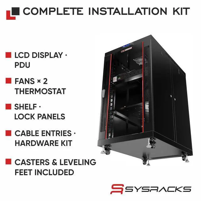 Alt view image 4 of 7 - 19" Server Rack Cabinet 18U 35" Deep Network Cabinet Enclosure with Glass Door, Locking Panels, Cooling Fans, PDU & Shelf, IT Rack for Servers, Switches, AV Equipment