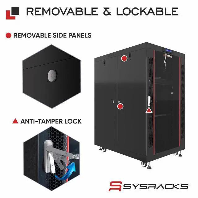 Alt view image 5 of 7 - 19" Server Rack Cabinet 18U 35" Deep Network Cabinet Enclosure with Glass Door, Locking Panels, Cooling Fans, PDU & Shelf, IT Rack for Servers, Switches, AV Equipment