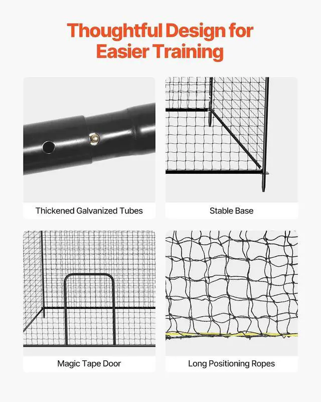 Alt view image 5 of 7 - Baseball Batting Cage,Professional Softball Baseball Batting Hitting Training Net,Heavy Duty Enclosed PE Practice Portable Pitching Cage Net&Carry Bag,for Backyard,Field,Indoor&Outdoor
