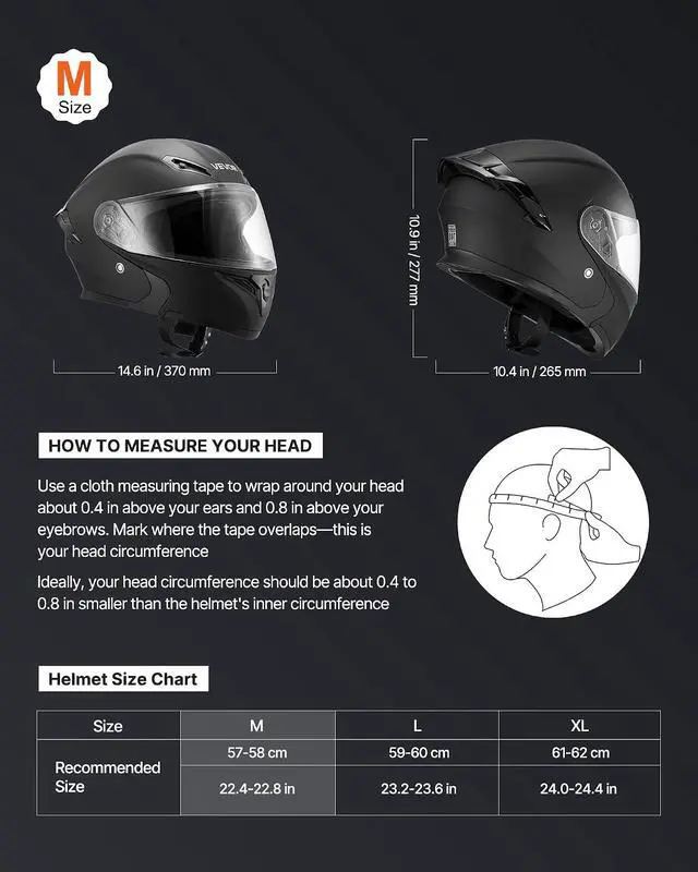 Alt view image 2 of 7 - Motorcycle Helmet DOT Approved, Adult Motocross Dirt Bike Helmet with Large Clear Visor, Comfortable Motorbike Racing Street with Detachable Liner for Men & Women