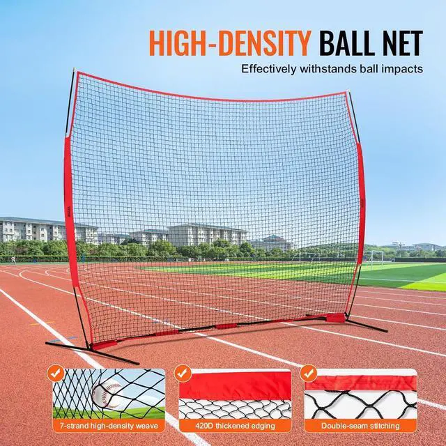 Alt view image 7 of 7 - 7X7ft/12X9ft/16X10ft/20x10ft Barricade Backstop Net, Ball Sports Barrier Netting, Portable Practice Net for Baseball Softball Lacrosse Hockey Basketball Equipment Training Net