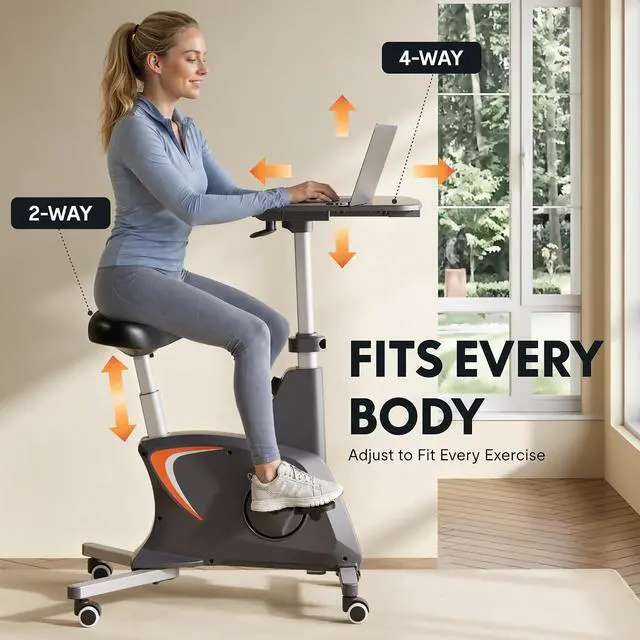 Alt view image 5 of 7 - Exercise Bikes for Home, Space Saving Under Desk Bike, Stationary Bikes Indoor Bikes with Flywheel 300LBS Heavy Duty, Optional LCD/2D Desktop/8-Level Resistance, V8/V9/V9-MAX