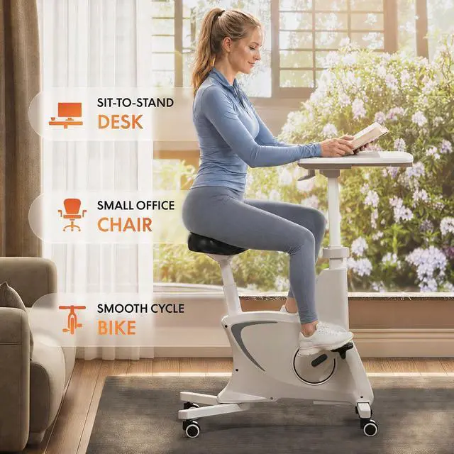 Alt view image 3 of 7 - Exercise Bikes for Home, Space Saving Under Desk Bike, Stationary Bikes Indoor Bikes with Flywheel 300LBS Heavy Duty, Optional LCD/2D Desktop/8-Level Resistance, V8/V9/V9-MAX