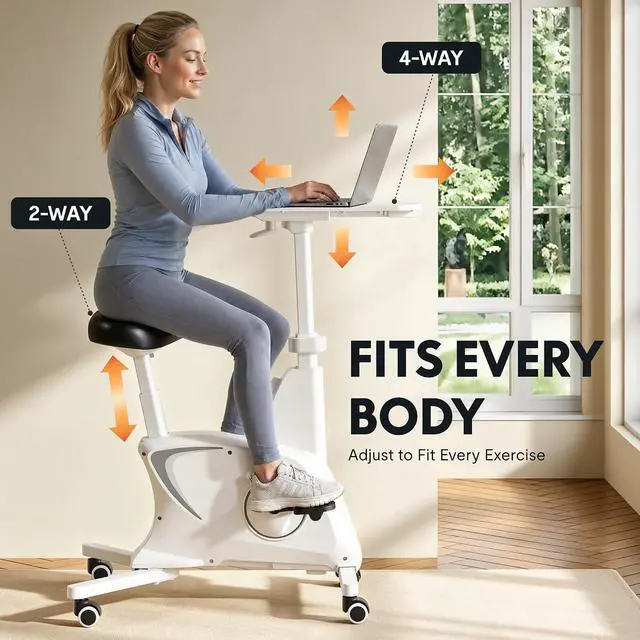 Alt view image 5 of 7 - Exercise Bikes for Home, Space Saving Under Desk Bike, Stationary Bikes Indoor Bikes with Flywheel 300LBS Heavy Duty, Optional LCD/2D Desktop/8-Level Resistance, V8/V9/V9-MAX