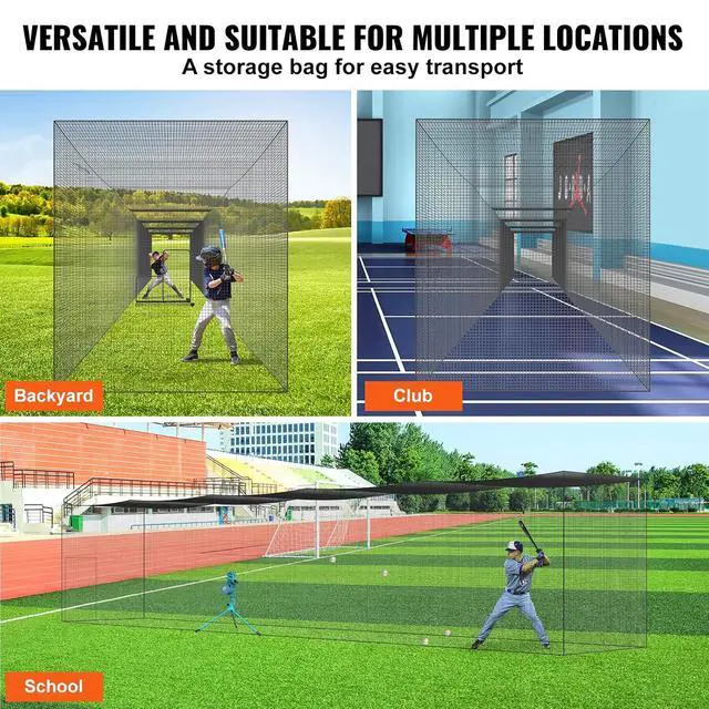 Alt view image 5 of 7 - Baseball Batting Cage,Professional Softball Baseball Batting Hitting Training Net,Heavy Duty Enclosed PE Practice Portable Pitching Cage Net&Carry Bag,for Backyard,Field,Indoor&Outdoor
