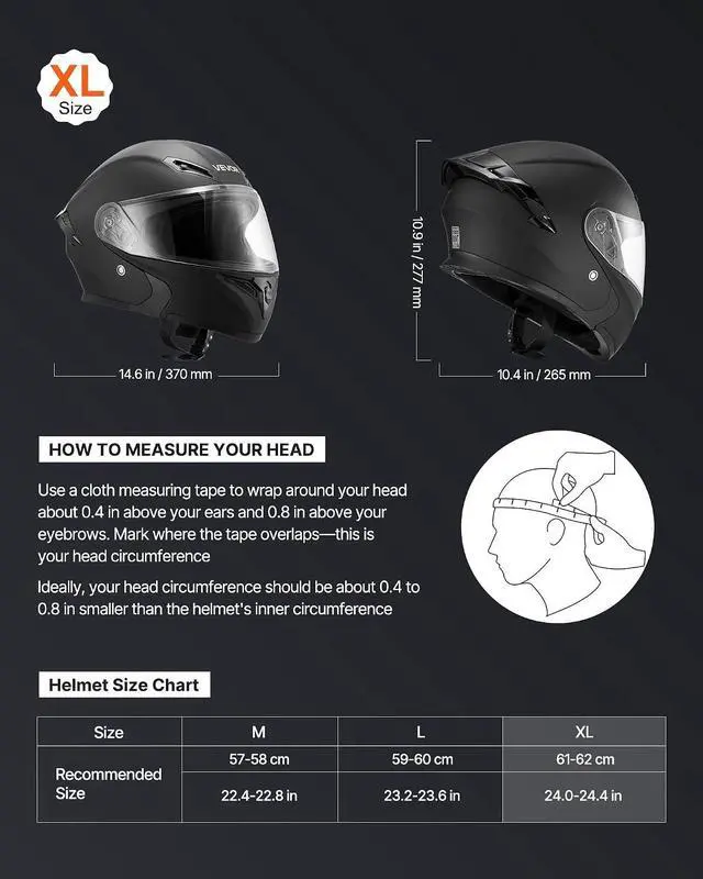 Alt view image 2 of 7 - Motorcycle Helmet DOT Approved, Adult Motocross Dirt Bike Helmet with Large Clear Visor, Comfortable Motorbike Racing Street with Detachable Liner for Men & Women