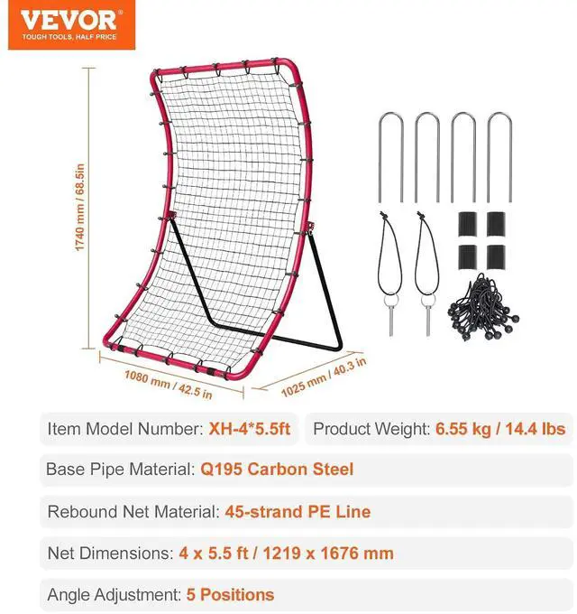 Alt view image 7 of 7 - Baseball and Softball Rebounder Net, PitchBack Baseball Pitching Net, Volleyball Pitch Return Trainer Rebound Net with Pitching Target, All Angle Fielding Rebound Net for Grounders Pop Flies