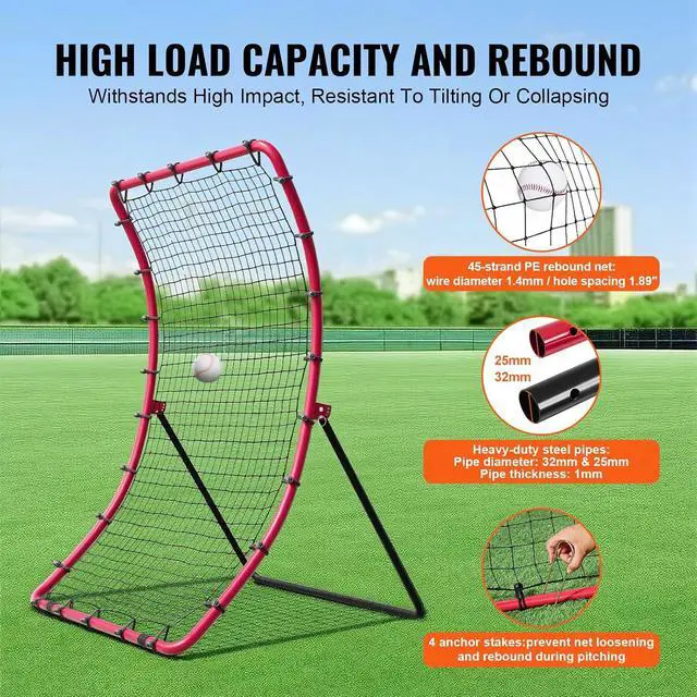 Alt view image 5 of 7 - Baseball and Softball Rebounder Net, PitchBack Baseball Pitching Net, Volleyball Pitch Return Trainer Rebound Net with Pitching Target, All Angle Fielding Rebound Net for Grounders Pop Flies