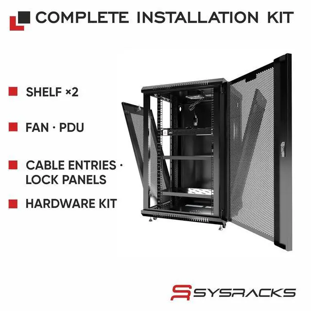 Alt view image 4 of 7 - 15U Wall Mount Server Rack Cabinet, 35 Deep 19 Inch Network Enclosure, Locking Mesh Door, IT Rack with Fan, PDU, 2 Shelves