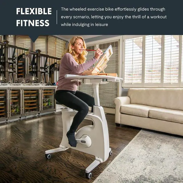 Alt view image 5 of 7 - Exercise Bikes for Home, Space Saving Under Desk Bike, Stationary Bikes Indoor Bikes with Flywheel 300LBS Heavy Duty, Optional LCD/2D Desktop/8-Level Resistance, V8/V9/V9-MAX