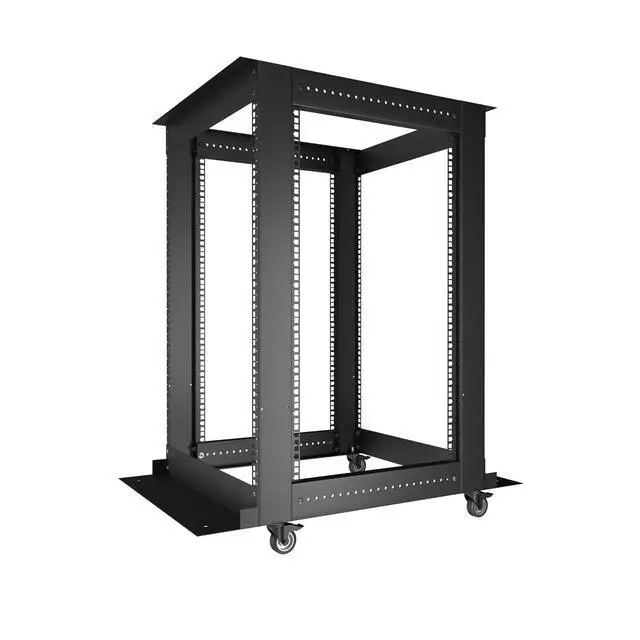 Alt view image 6 of 7 - 18U Open Frame Rack, 4-Post, 19-Inch, Casters | Open access design, heavy-duty casters, cage bolts and nuts included