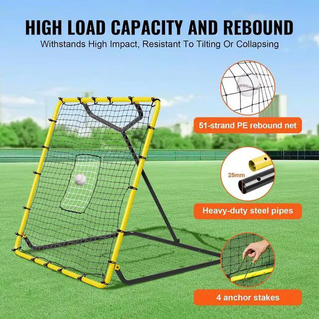 Alt view image 5 of 7 - Baseball and Softball Rebounder Net, PitchBack Baseball Pitching Nest, 3-Way Baseball, Softball Pitchback Net, Fielding Trainer, Bounce Back Net for Fielding/Throwing Practice