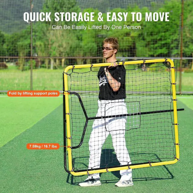 Alt view image 6 of 7 - Baseball and Softball Rebounder Net, PitchBack Baseball Pitching Nest, 3-Way Baseball, Softball Pitchback Net, Fielding Trainer, Bounce Back Net for Fielding/Throwing Practice