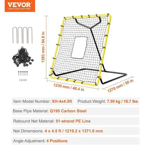 Alt view image 7 of 7 - Baseball and Softball Rebounder Net, PitchBack Baseball Pitching Nest, 3-Way Baseball, Softball Pitchback Net, Fielding Trainer, Bounce Back Net for Fielding/Throwing Practice