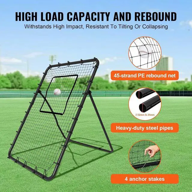 Alt view image 5 of 7 - Baseball and Softball Rebounder Net, PitchBack Baseball Pitching Nest, 3-Way Baseball, Softball Pitchback Net, Fielding Trainer, Bounce Back Net for Fielding/Throwing Practice