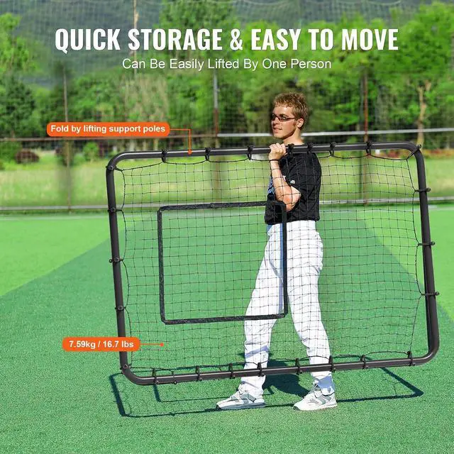 Alt view image 6 of 7 - Baseball and Softball Rebounder Net, PitchBack Baseball Pitching Nest, 3-Way Baseball, Softball Pitchback Net, Fielding Trainer, Bounce Back Net for Fielding/Throwing Practice