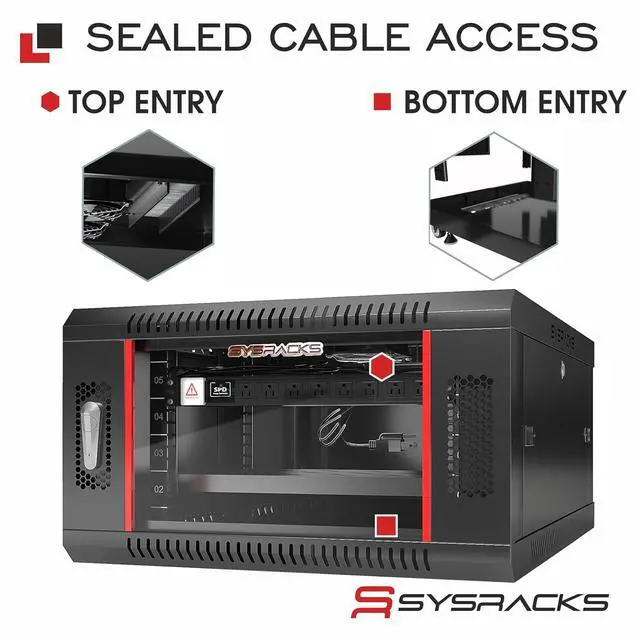 Alt view image 5 of 7 - 12U Server Rack Cabinet, 35" Deep, 19-Inch EIA-310 | 8-outlet PDU, cooling fan, vented shelf, brush cable entries, casters