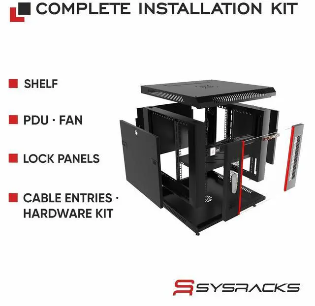 Alt view image 6 of 7 - 12U Server Rack Cabinet, 35" Deep, 19-Inch EIA-310 | 8-outlet PDU, cooling fan, vented shelf, brush cable entries, casters